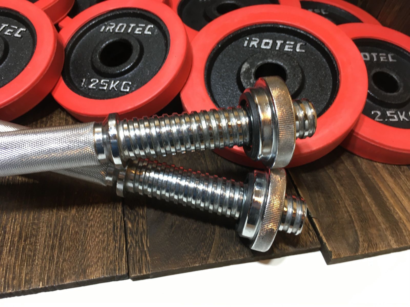 IROTEC ダンベルプレート 1.25kg 4枚 2.5kg 4枚 ダンベルシャフト 2本