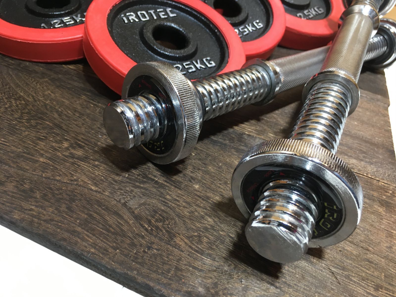 IROTEC ダンベルプレート 1.25kg 4枚 2.5kg 4枚 ダンベルシャフト 2本