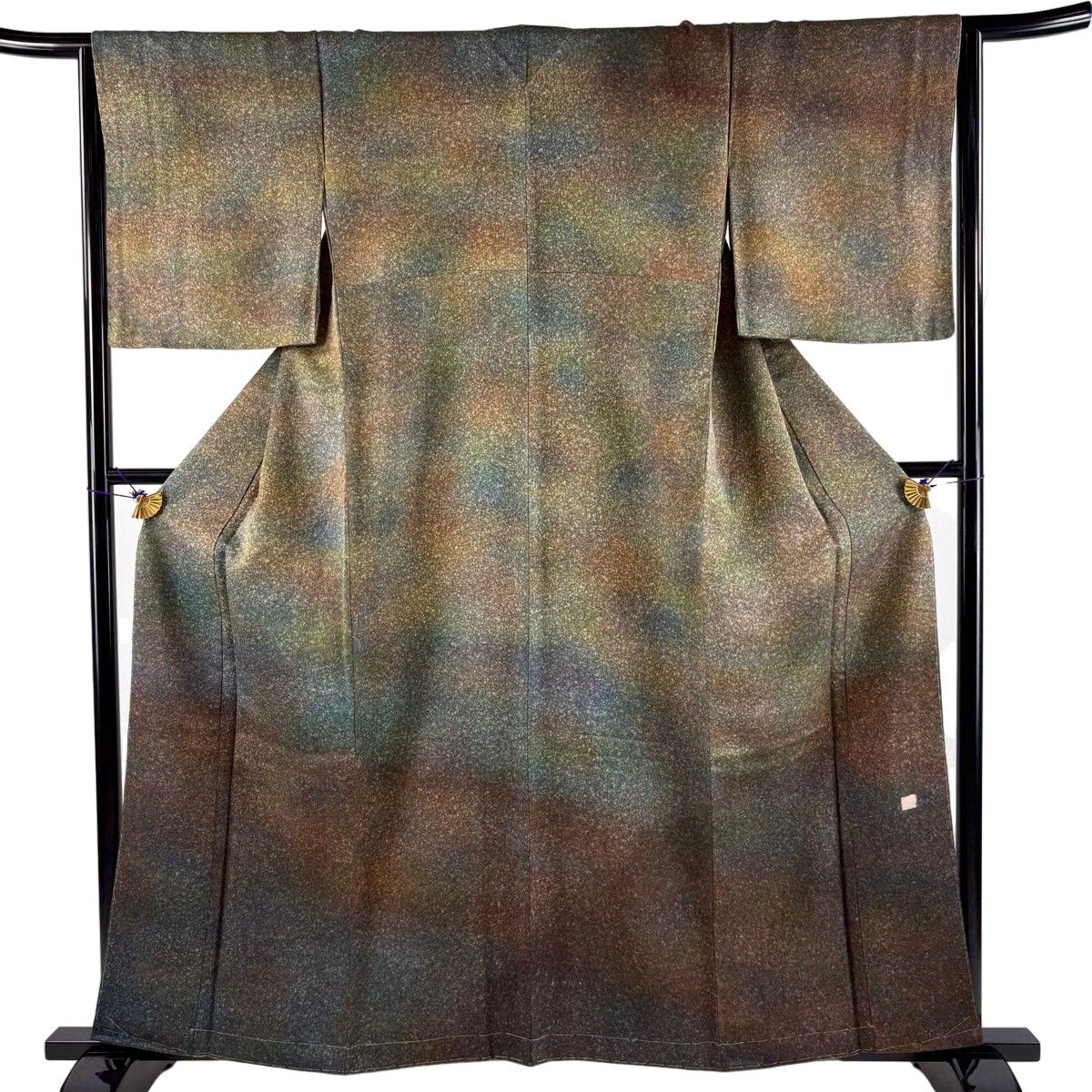【美品】 付下げ 身丈160.5cm 裄丈64cm M 袷 落款 ぼかし柄 銀通し 深緑 正絹 名品 【中古】