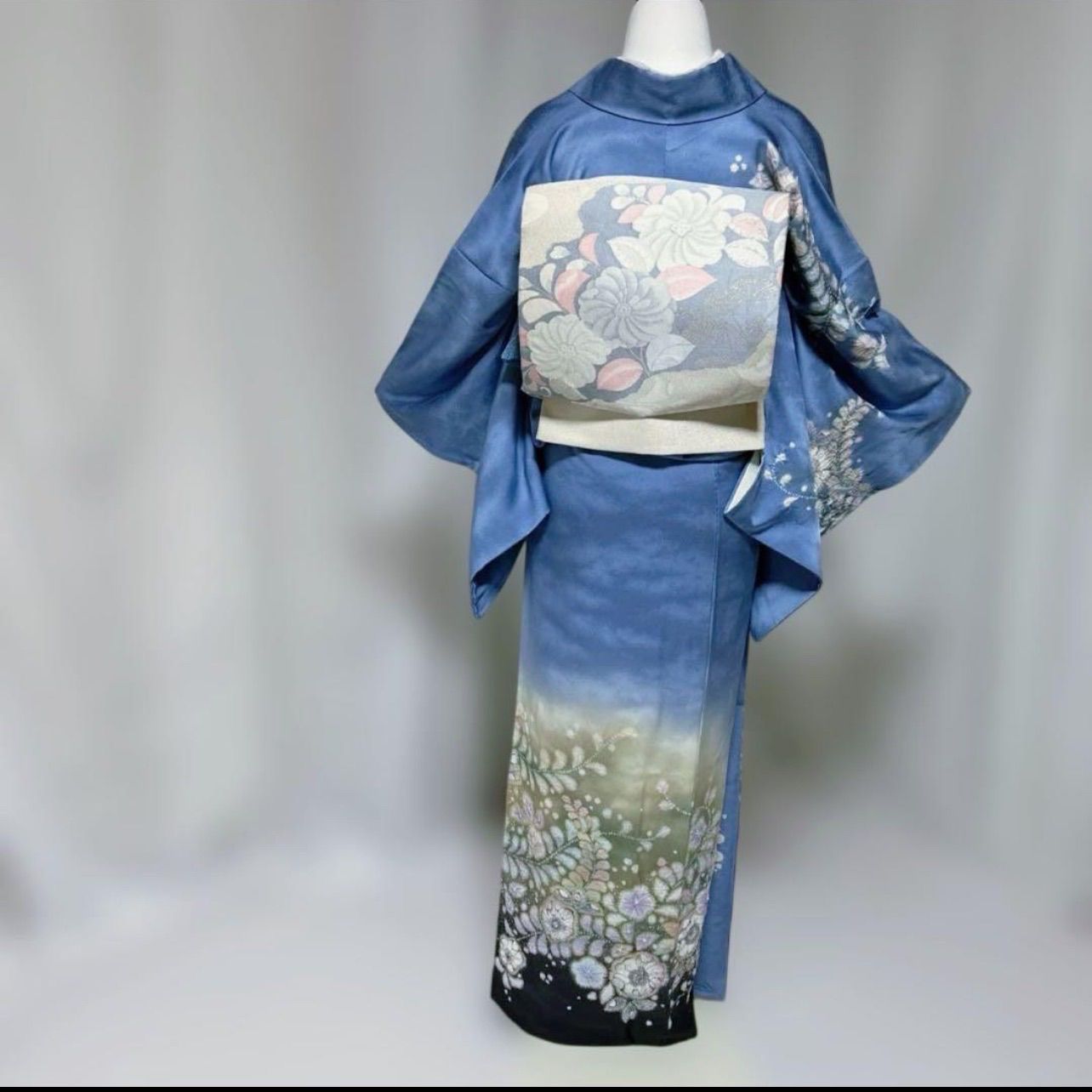 やまと謹製】翠山工房 辻ヶ花 訪問着フルセット 正絹 天色 落款 裄69