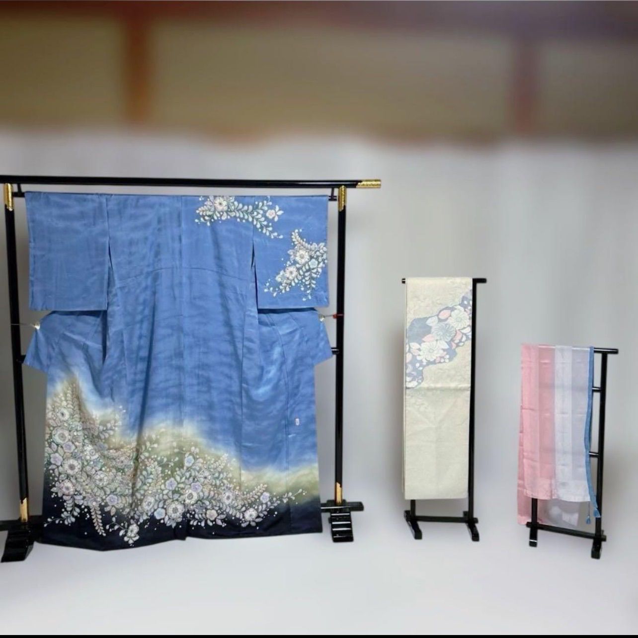 やまと謹製】翠山工房 辻ヶ花 訪問着フルセット 正絹 天色 落款 裄69