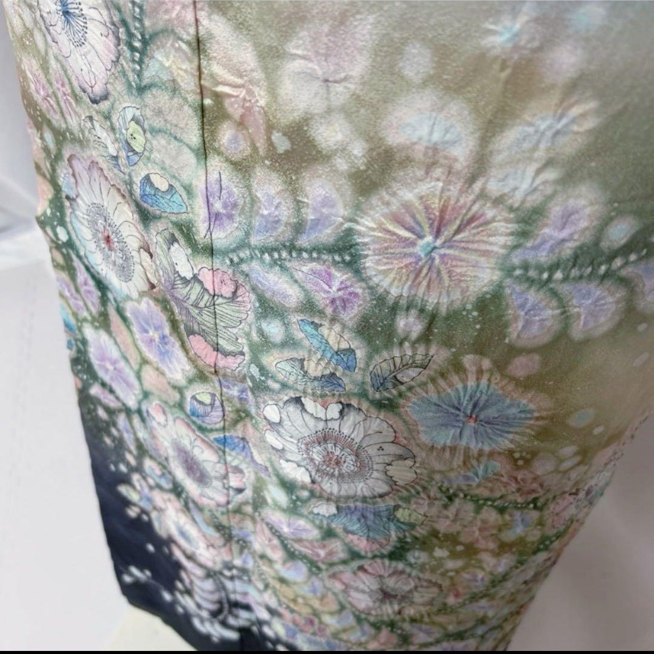 やまと謹製】翠山工房 辻ヶ花 訪問着フルセット 正絹 天色 落款 裄69