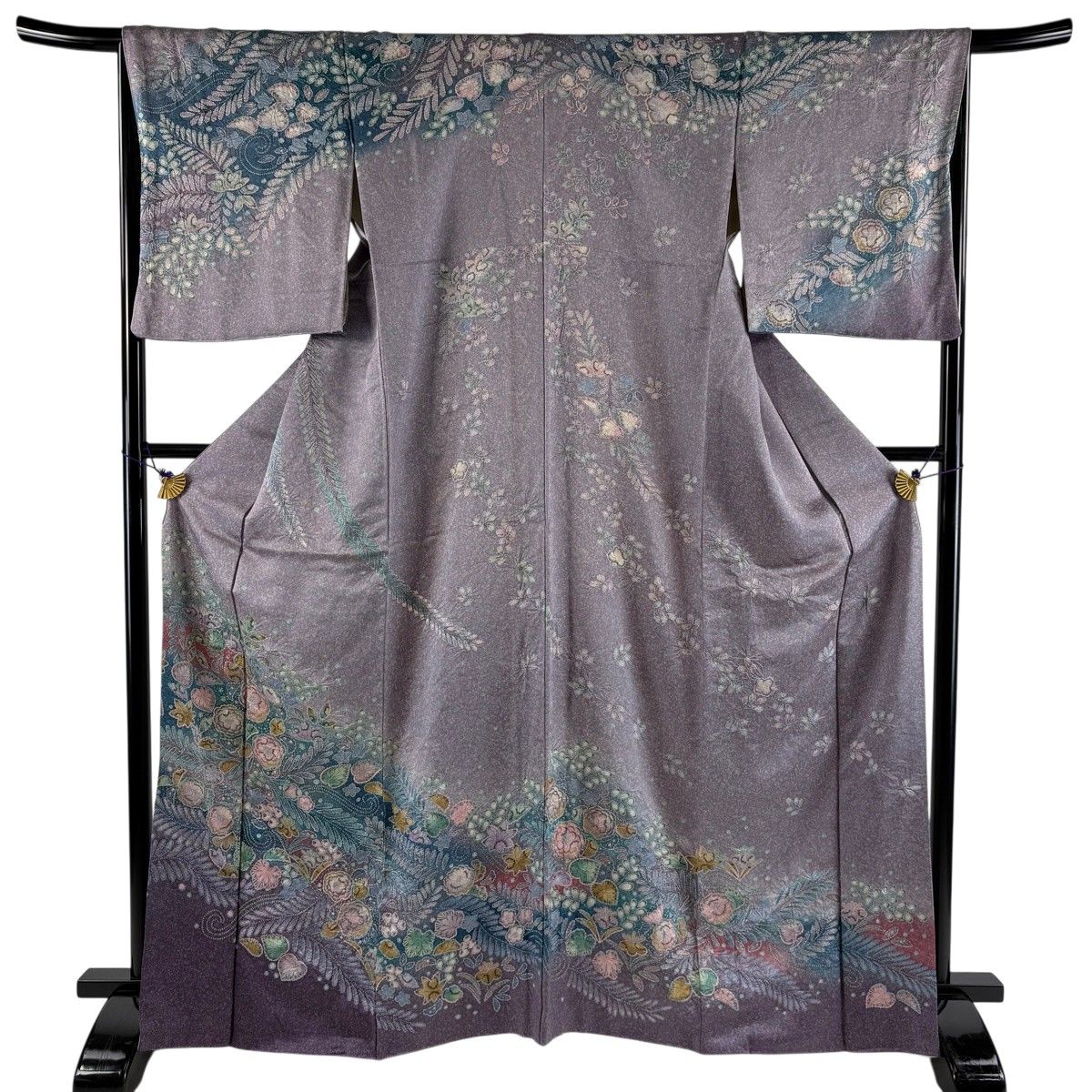 訪問着 身丈167cm 裄丈67cm M 袷 辻が花柄 金彩 ぼかし 薄紫 正絹 秀品