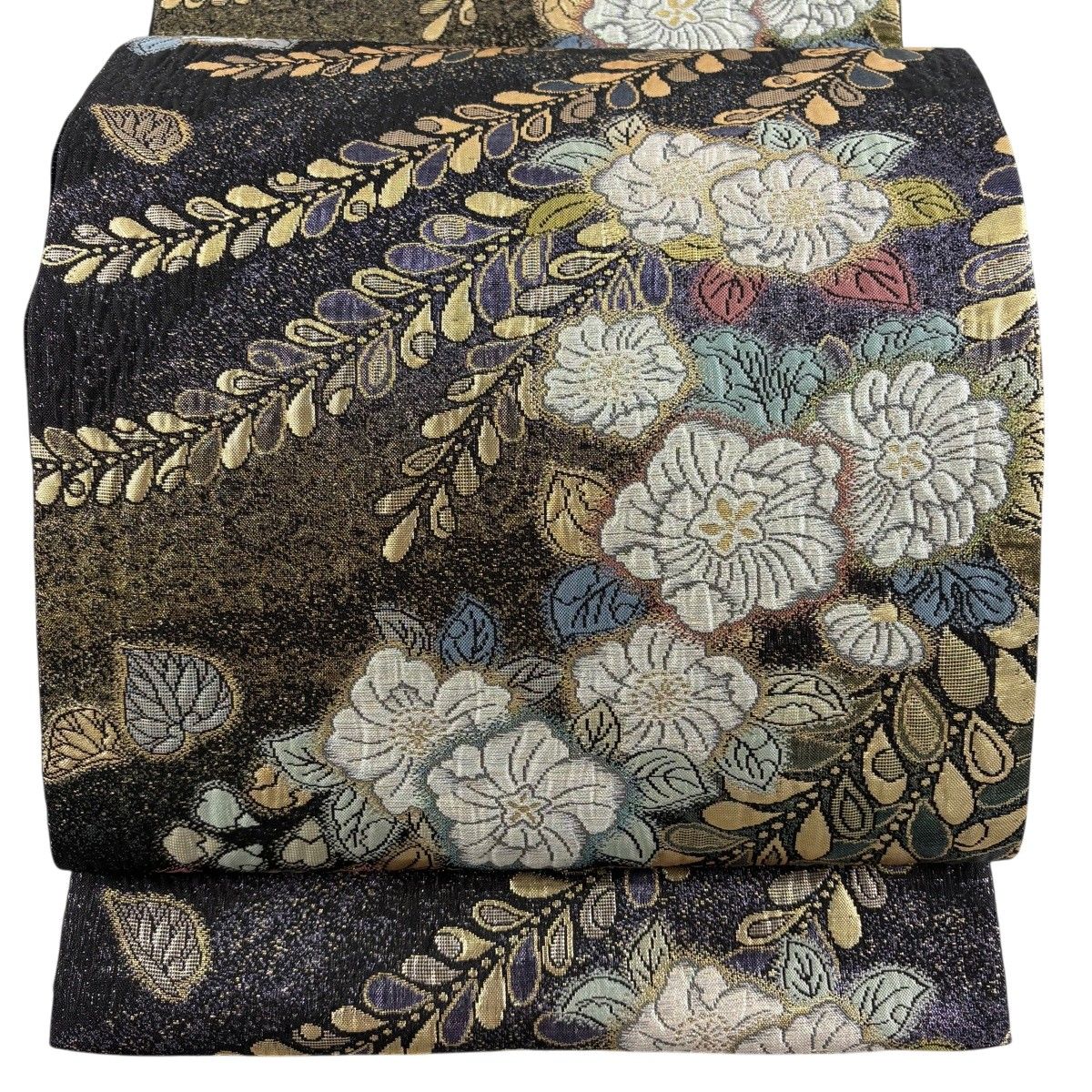箔が美しい柔らかく優しいお色の辻が花　正絹六通袋帯 美品】 袋帯 秀品 夢想辻が花 箔 金糸 黒 六通 正絹 【中古】 - メルカリ