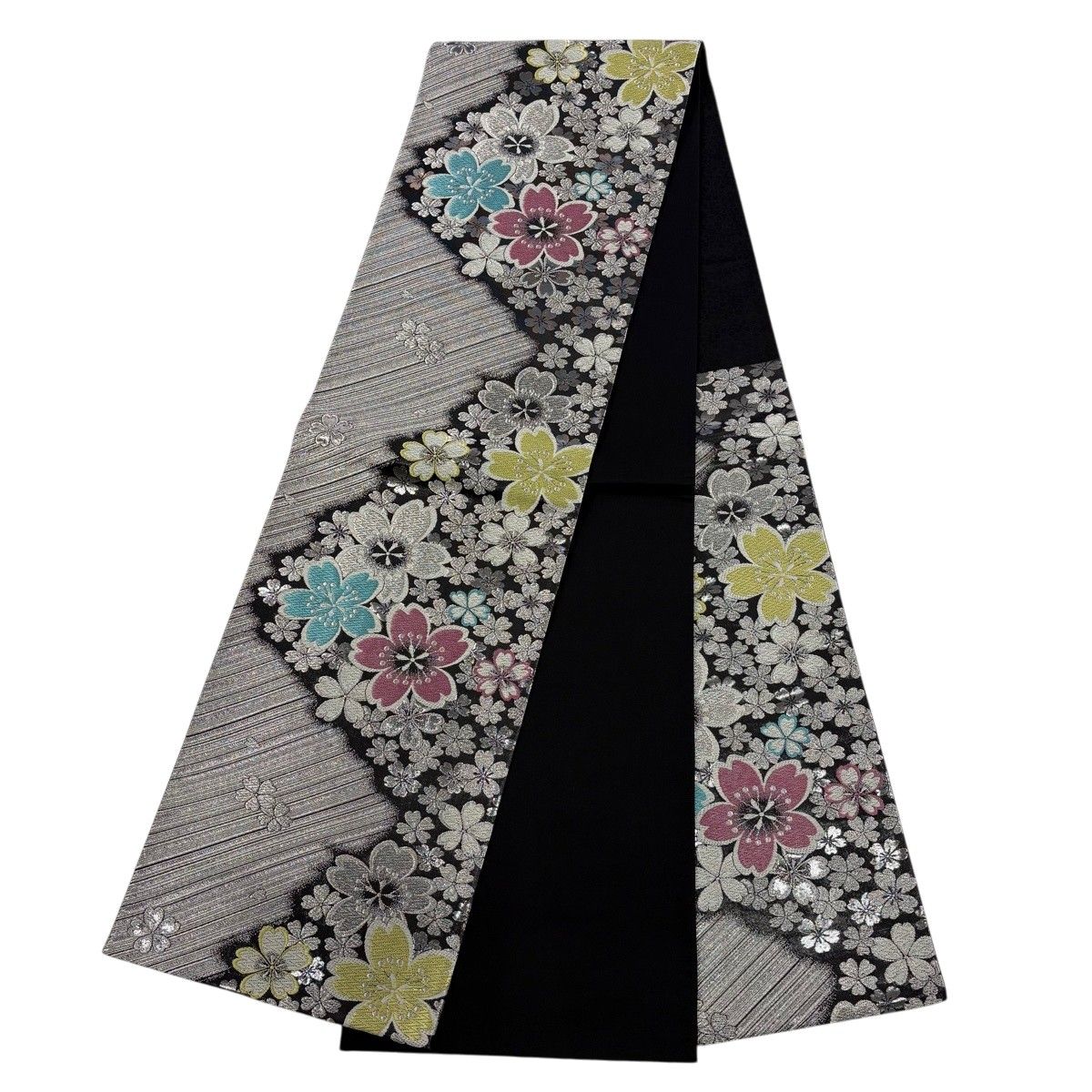美品】 振袖 身丈168cm 裄丈68cm L 袷 袋帯フルセット 桜 流水 金通し
