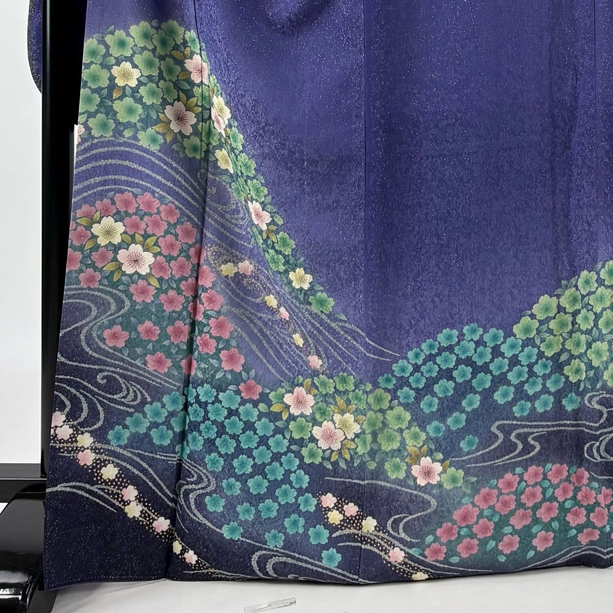 美品】 振袖 身丈168cm 裄丈68cm L 袷 袋帯フルセット 桜 流水 金通し