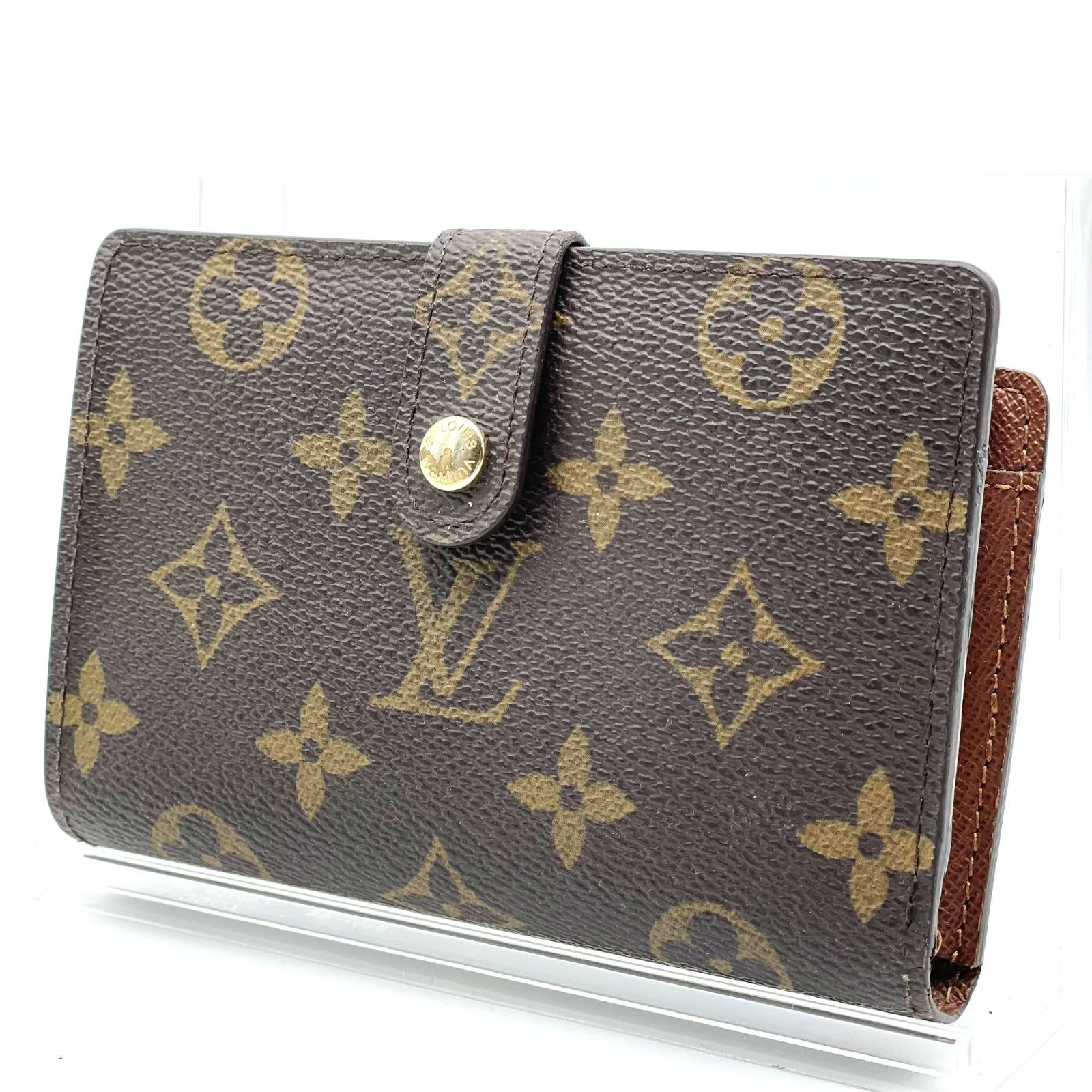 ルイヴィトン LOUIS VUITTON ポルトフォイユ ヴィエノワ モノグラム PVC 二つ折り財布 がま口財布 コンパクトウォレット ブラウン メンズ レディース ユニセックス LV ロゴ 定番 人気 ゴールド金具 レザー カジュアル ギフト