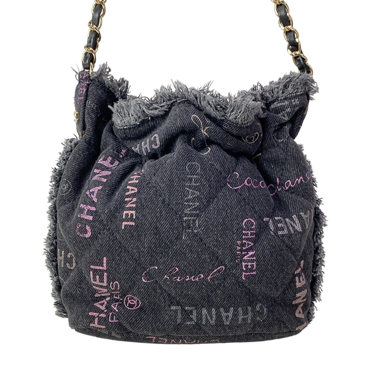 CHANEL(シャネル) ショルダーバッグ マトラッセ 黒×マルチ 巾着型