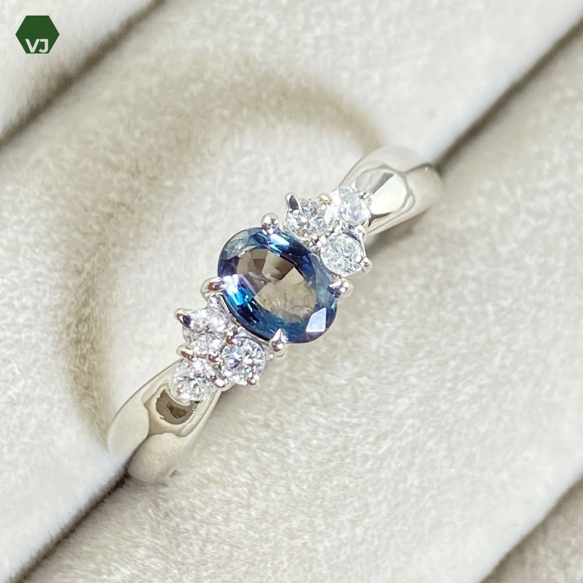 【34-31】アレキサンドライト　ダイヤモンド　リング0.41ct　D0.16ct【中古】【PT900】【12.3号】★By vivid-J