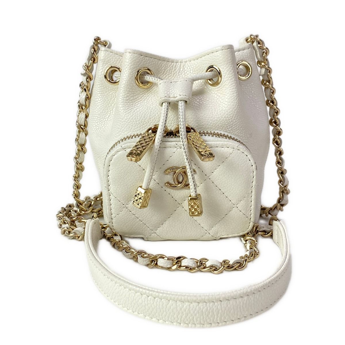CHANEL(シャネル) ショルダーバッグ - AP2913 白 ミニバッグ/巾着型