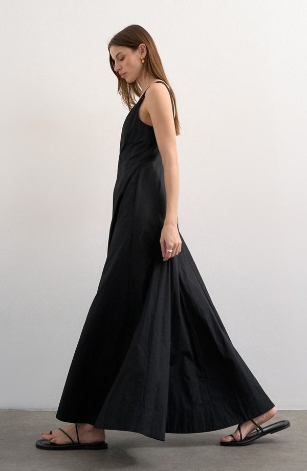 トップショップ レディース トップス ワンピース コットン マキシ Topshop Drop Hem Cotton Maxi Sundress Black ブラック