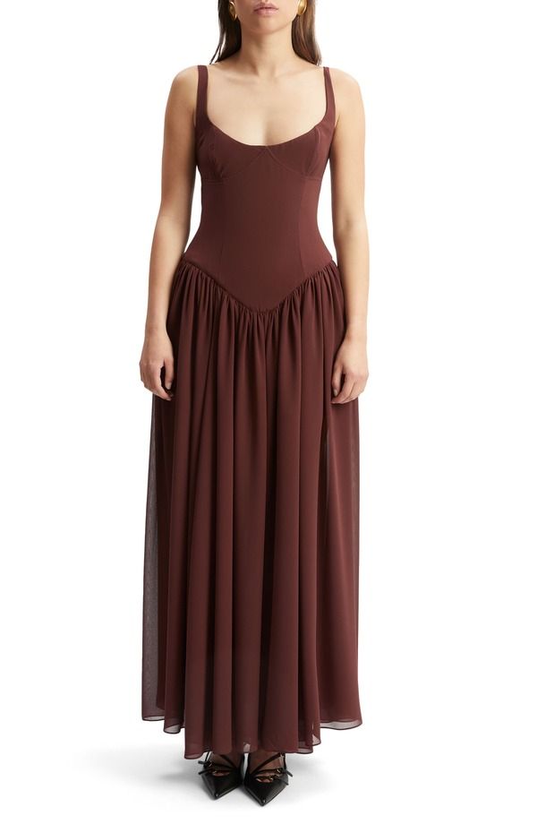 バードット レディース トップス ワンピース マキシ Bardot Briann Corset Bodice Maxi Dress Chocolate チョコレート 27,170円
