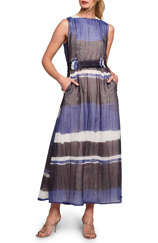 ニックプラスゾーイ レディース トップス ワンピース ノースリーブ マキシ NICZOE Luna Gallery Stripe Sleeveless Maxi Dress Blue Multi ブル