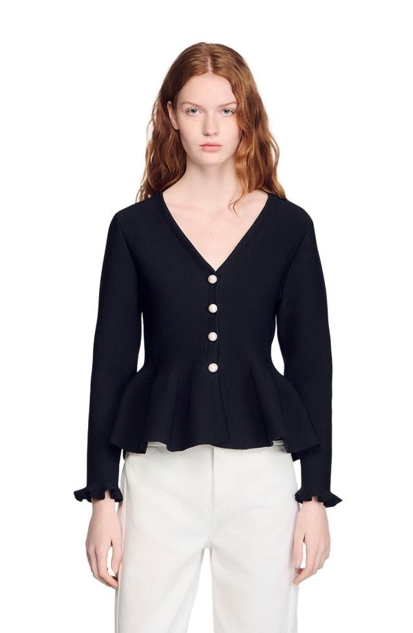 サンドロ レディース アウター カーディガン SANDRO Peplum cardigan Black ブラック 75,790円