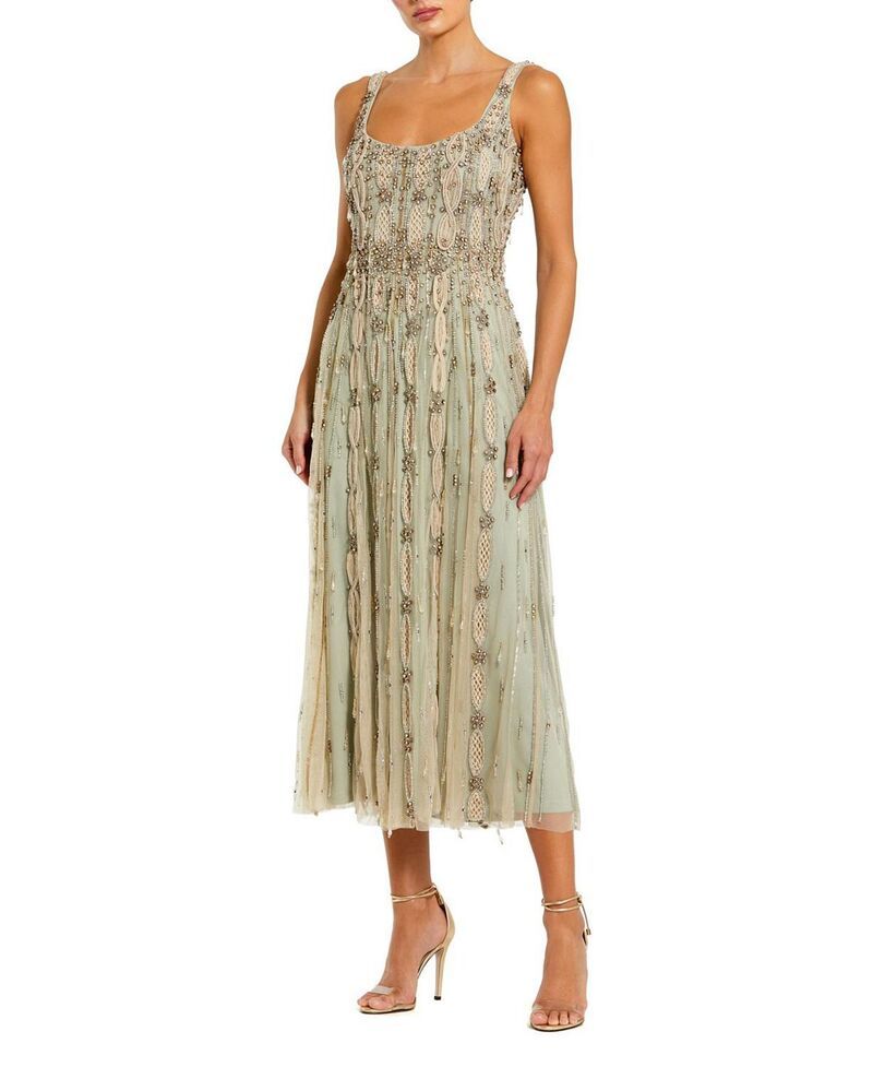 マックダガル レディース トップス ワンピース プチ メッシュ ミディ Mac Duggal Petitembellished Scoop Neck Mesh Midi Dress Nude Sage 216,900円
