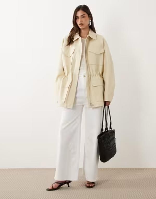 マンゴ レディース アウター ジャケット・ブルゾン ウエストマーク パーカー Mango cinched waist parka jacket BEIGE ベージュ