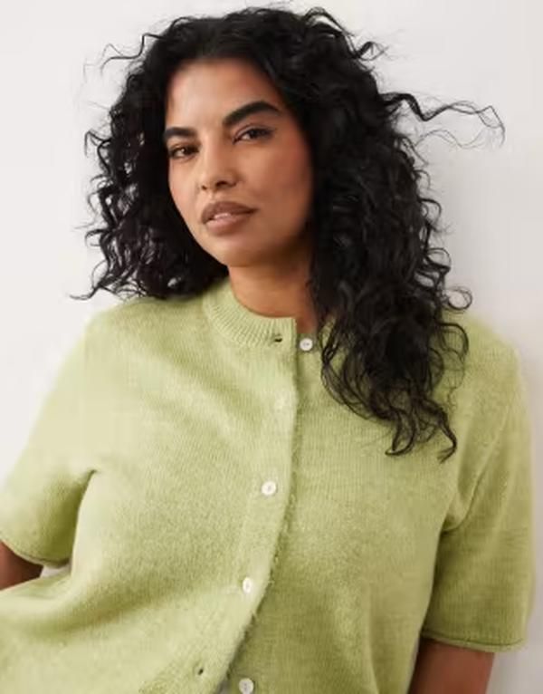 エイソス レディース アウター カーディガン ASOS Curve ASOS DESIGN Curve lightweight relaxed short sleeve cardigan in pis