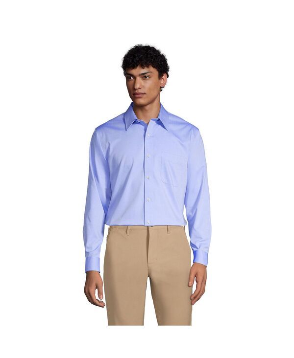ランズエンド メンズ トップス シャツ Lands End Mens Solid No Iron Supima Pinpoint Straight Collar Dress Shirt Light b