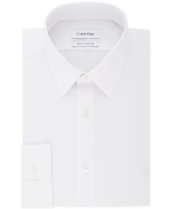カルバンクライン メンズ トップス シャツ Calvin Klein Mens SlimFit Stretch Dress Shirt White ホワイト