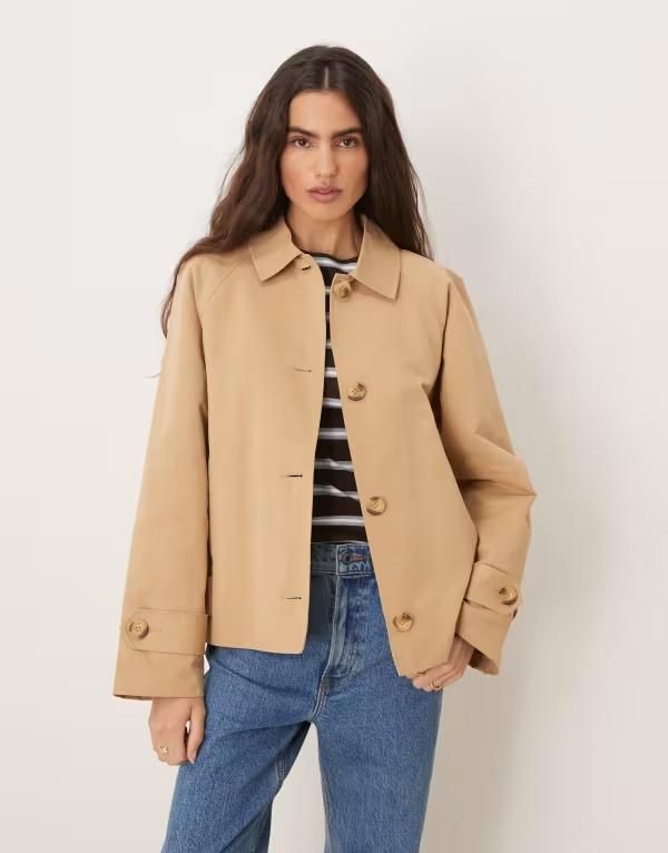 ジェイディーワイ レディース アウター コート クロップド JDY cropped trench coat Incense ベージュ