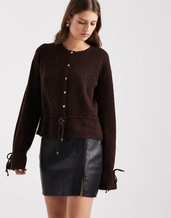 エイソス レディース ボトムスカート ミニ レザー ASOS DESIGN leather look split front mini skirt Black ブラック