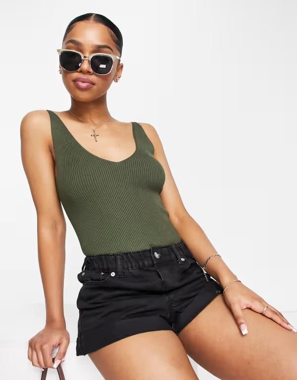 ジェイディーワイ レディース アウター ニット・セーター Vネック JDY Vnecknitank top Khaki カーキ