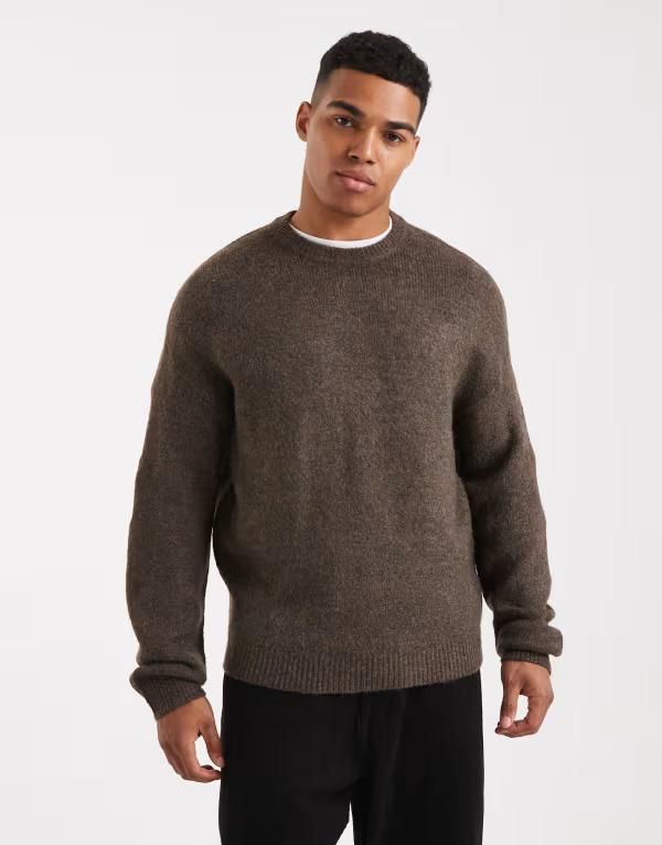 オンリーアンドサンズ メンズ トップス シャツ クルーネック セーター ニット ONLY SONS long sleeve soft crew neck knit sweater in dark De