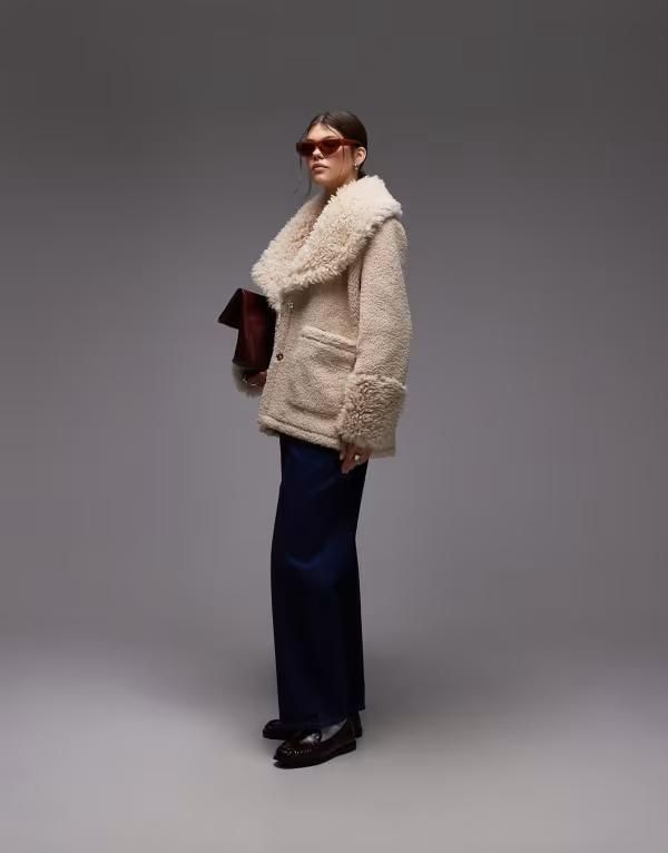 エモリー パーカー レディース アウター コート Emory Park faux shearling overcoat in taupe Taupe トープ