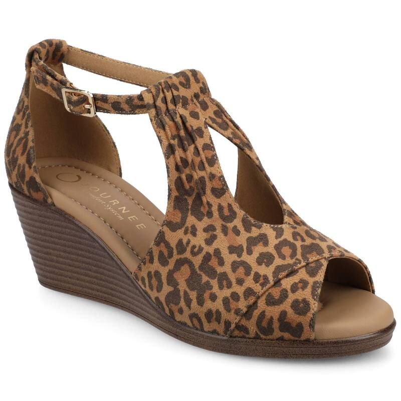 ジャーニー レディース シューズ サンダル Journee Kedzie Womens Wedges Leopard アニマル