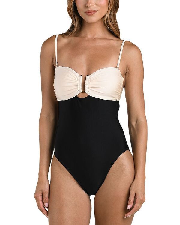 ラジャンス レディース 水着 上下セット LAGENCEmilia Solids Color Block Bandeau One Piece Swimsuit Black ブラック