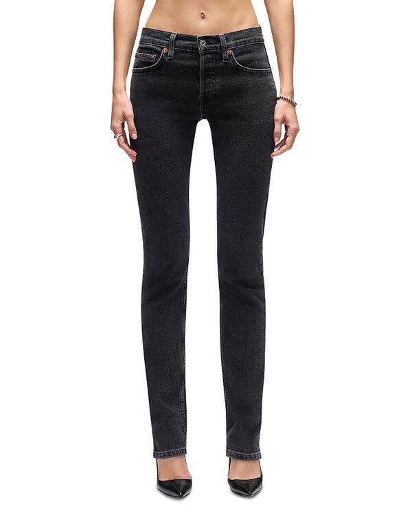 リダン レディース ボトムス デニムパンツ ジーンズ REDONE The Slim Cig Mid Rise Jeans in Back to Back to Black ブラック