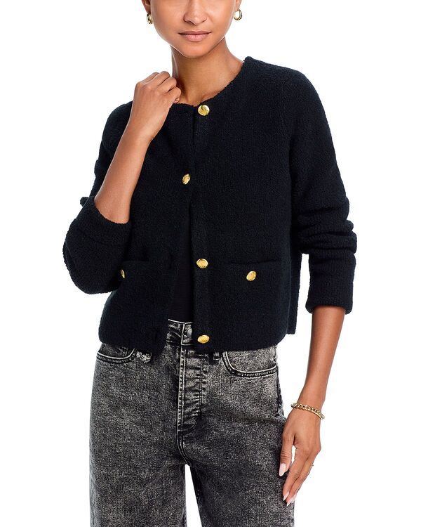 アクア レディース アウター カーディガン AQUA Button Front Cardigan Exclusive Black ブラック