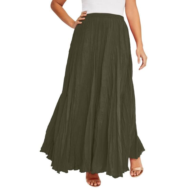 ジェシカロンドン レディース ボトムスカート プラスサイズ マキシ Jessica London Womens Plusize Flowing Crinkled Maxi Skirt Dark Oli