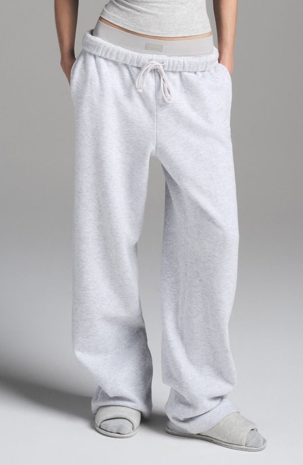 スキムズ レディース ボトムス デニムパンツ ストレート コットン フリース SKIMS Cotton Fleece Blend Classic Straight Leg Pants Light He