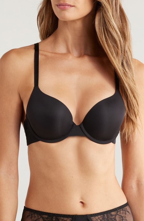 シモーヌペレール レディース トップス Tシャツ Simone Perelessentiel Padded Underwire Plunge Bra Black ブラック