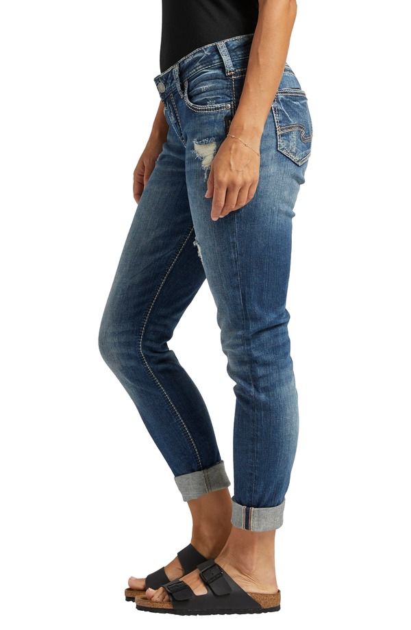 シルバー ジーンズ レディース ボトムス デニムパンツ Silver Jeans Co Girlfriendistressed Jeans Indigo インディゴ
