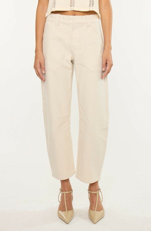 カンクン レディース ボトムス カジュアルパンツ ジーンズ KanCan Serene Low Slung Barrel Jeans Ecru エクリュ