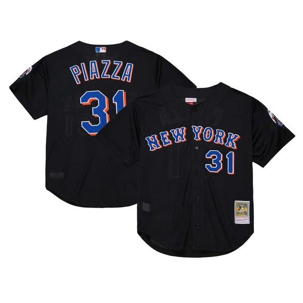 ミッチェルネス メンズ トップス シャツ ジャージー Mens Mitchell Ness Mike Piazza Black New York Mets Cooperstown Collection