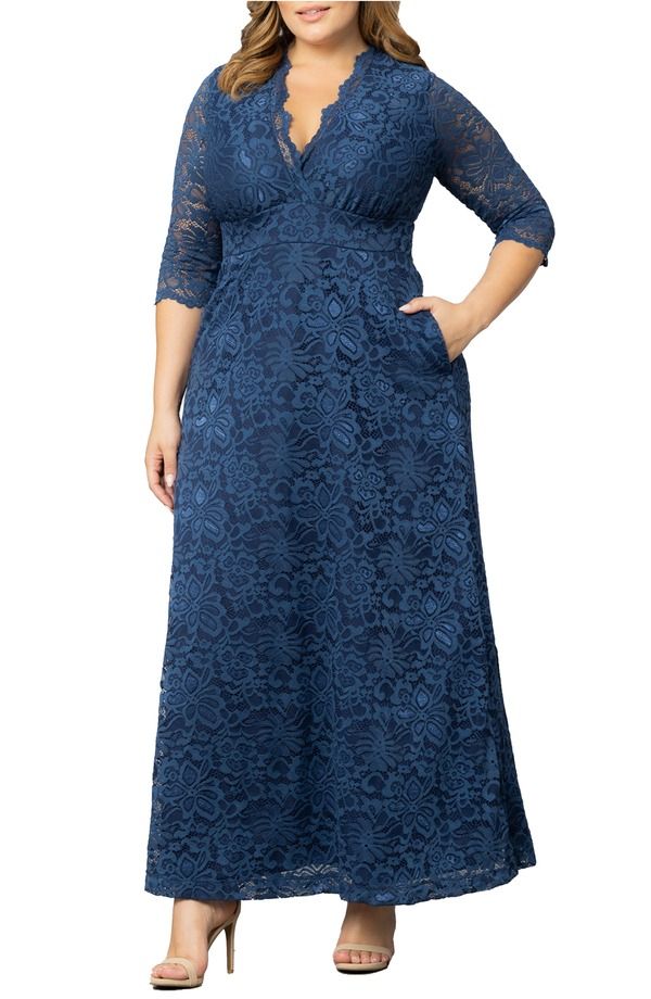キヨナ レディース トップス ワンピース レース Kiyonna Maria Laceveningownocturnal Navy ネイビー