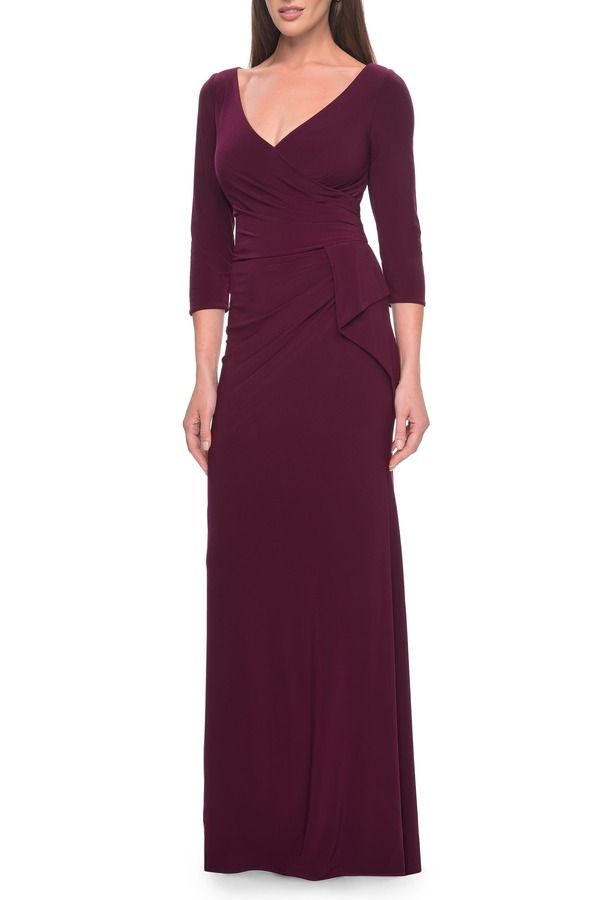 ラフェム レディース トップス ワンピース フリル ジャージー La Femme Three Quarter Sleeve Jersey Evening Dress with Ruffle Detai 55,990円