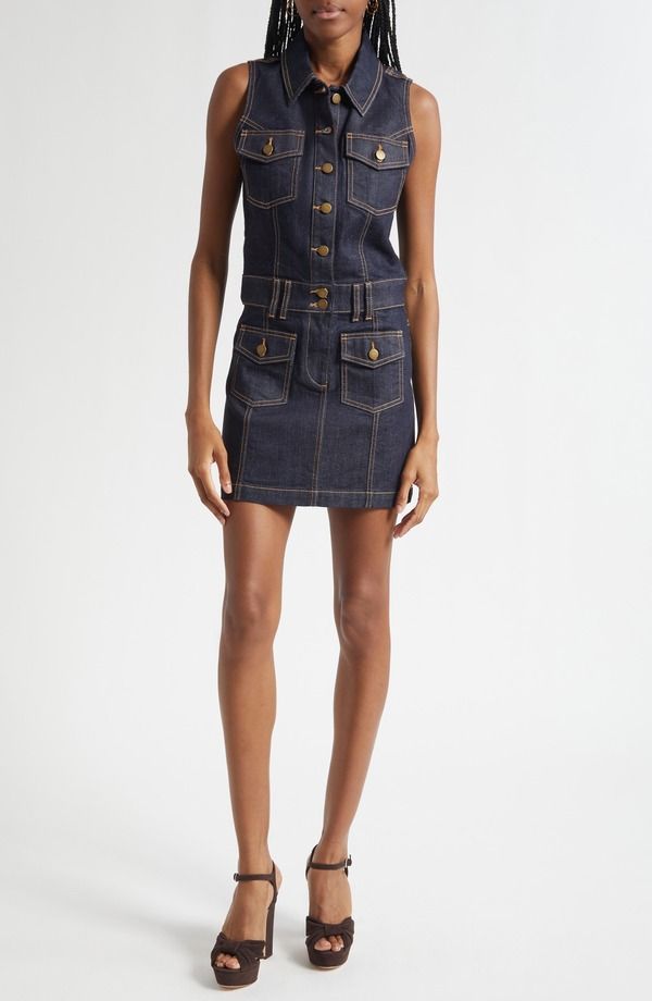 レイミー ブルック レディース トップス ワンピース ミニ ノースリーブ デニム Ramy Brook Jenna Sleeveless Deniminidress Resin Rinse デニム
