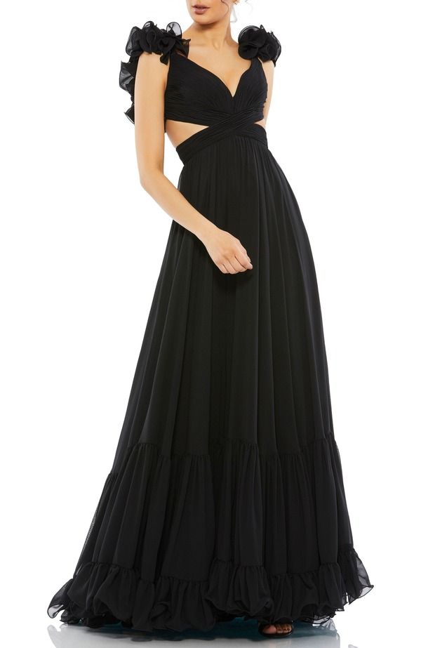 マックダガル レディース トップス ワンピース ティアード シフォン カットアウト フリル ノースリーブ Mac Duggal Sleeveless Ruffle Tiered CutOut Chif