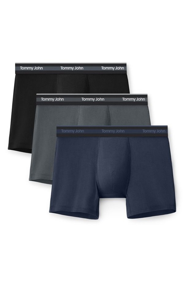 トミージョン メンズ アンダーウェア ボクサーパンツ Tommy John 3Pack Comfort Micro 4Inch Boxer Briefs Black Turbulence Dress