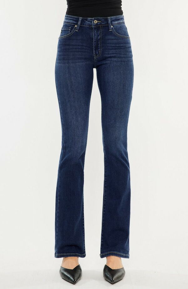 カンクン レディース シューズ ブーツ・レインブーツカット ジーンズ KanCan Denver Essentials High Rise Bootcut Jeans Dark Wash