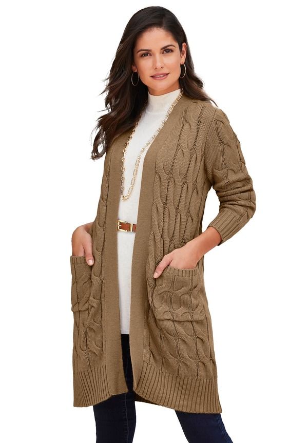 ジェシカロンドン レディース アウター パーカー・スウェット セーター Jessica London Cable Duster Sweater Brown Maple ブラウン