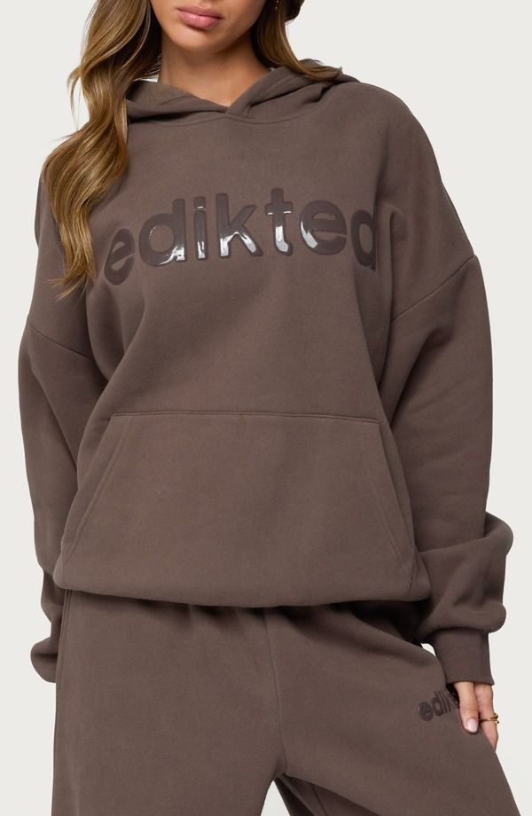 アディクテッド レディース アウター パーカー・スウェット ロゴ Bedikted Logo Hoodie Brown ブラウン