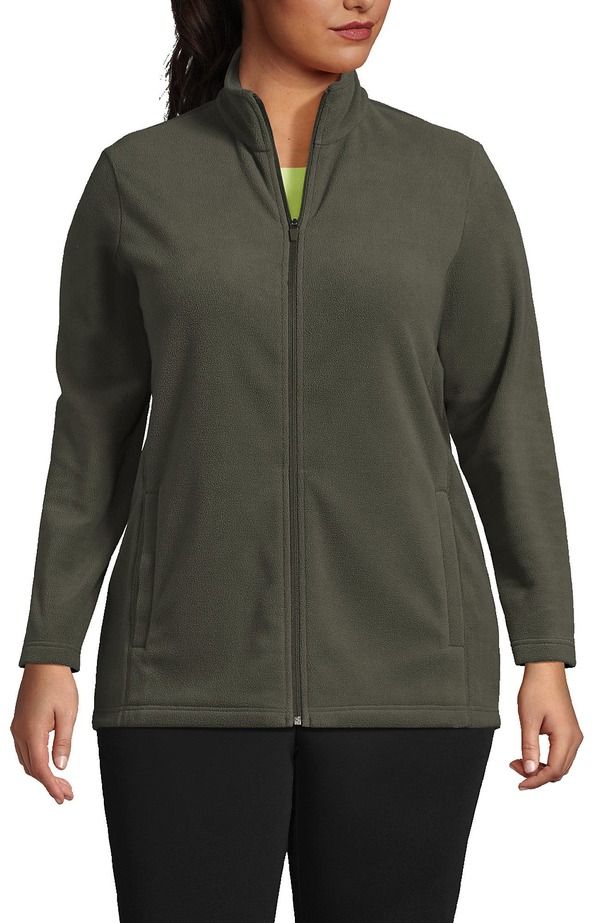 ランズエンド レディース アウター ジャケット・ブルゾン フリース Lands End Anyweather Fleece Full Zip Jacket Forest Moss Green グリーン