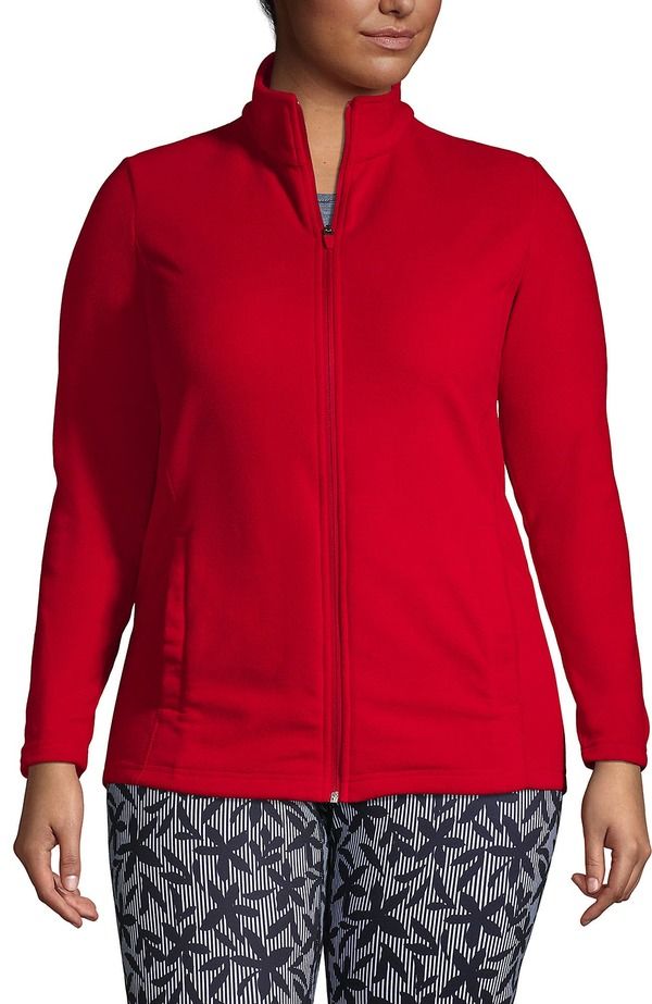 ランズエンド レディース アウター ジャケット・ブルゾン フリース Lands End Anyweather Fleece Full Zip Jacket Rich Red レッド