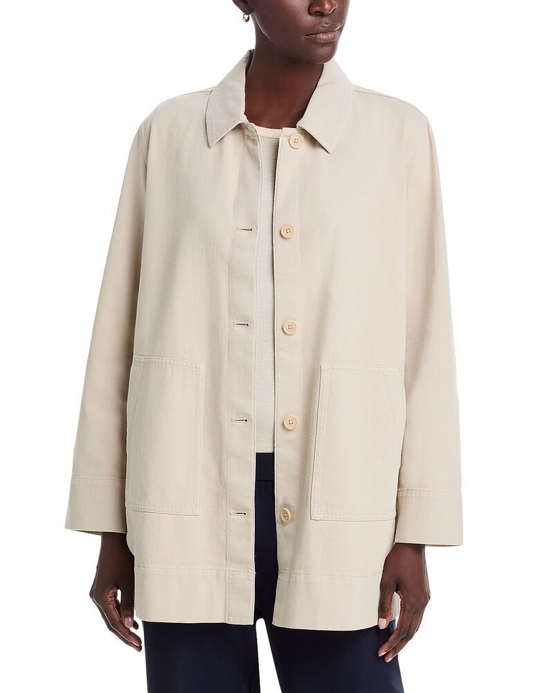 エイリーンフィッシャー レディース アウター ジャケット・ブルゾン Eileen Fisher Garment Dyed Utility Classicollar Long Jacket Parus