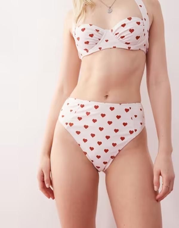 リクレイム ヴィンテージ レディース 水着 ボトムスのみ ハイウエスト プリント Reclaimed Vintage high waist bikini bottom with seam detail